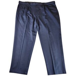 Oak Hill Mens Big and Tall Navy Blue Pleated Dress Pants Trousers 50 x 32 Preppy